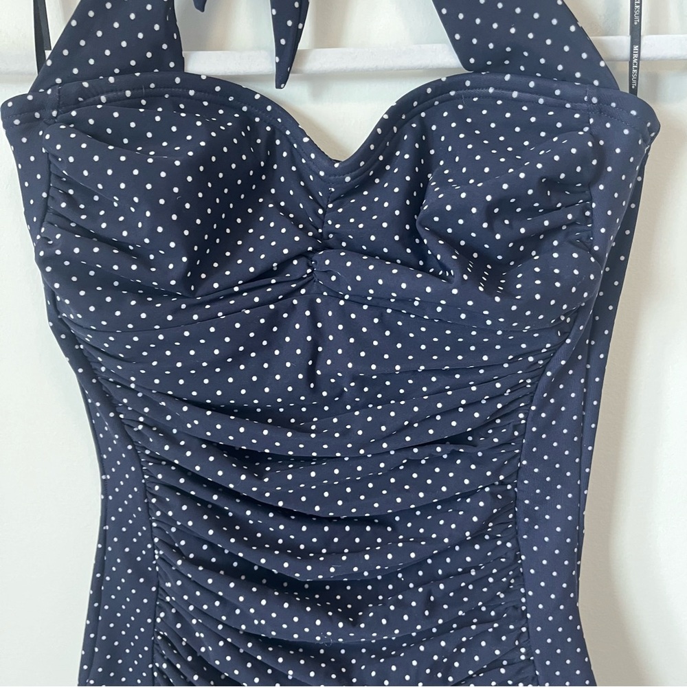 MIRACLESUIT Spellbound pin point Polka Dot Halter One Piece Swimsuit S - Picture 6 of 16
